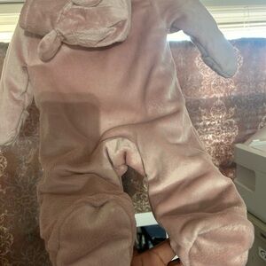 Plush Baby One-Piece Footed Sleeper - Dusty Pink